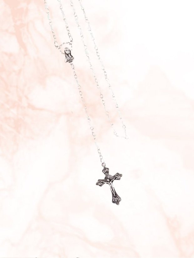 Skleněný růženec - 4 mm - bílý