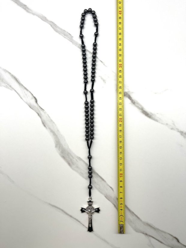 Růženec benediktinský - hematit - 8mm