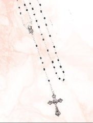 Skleněný růženec - 4 mm - černý