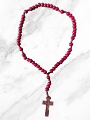 Dřevěný růženec - 8 mm - barva bordó