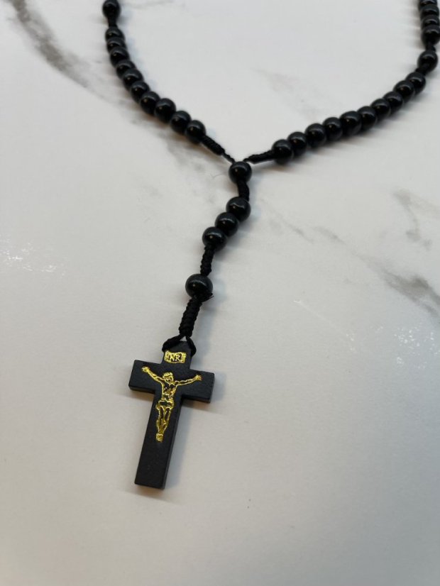 Dřevěný růženec - 8 mm - barva černý