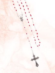 Skleněný růženec - 4 mm - červený