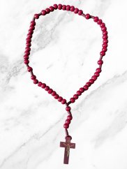 Dřevěný růženec - 8 mm - barva bordó