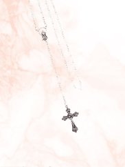 Skleněný růženec - 4 mm - bílý