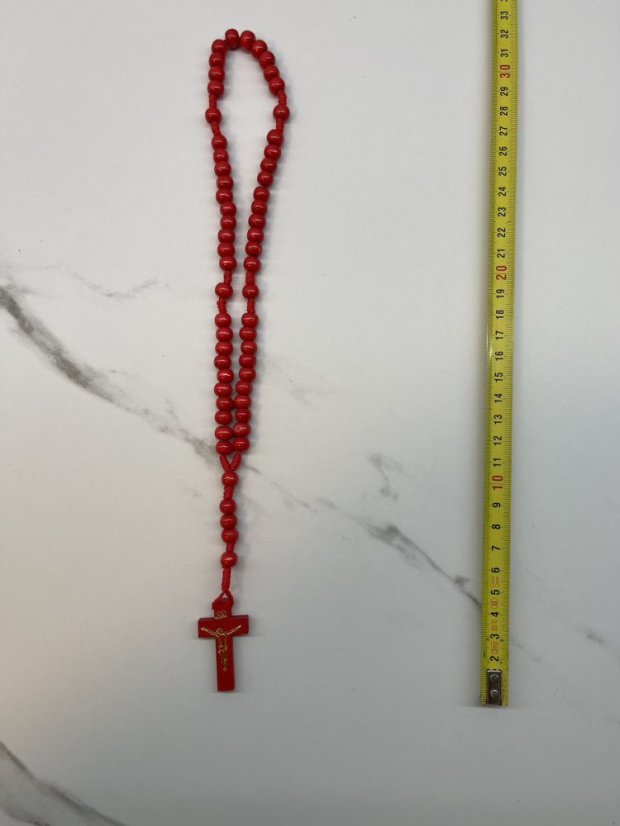 Dřevěný růženec - 8 mm - barva červený