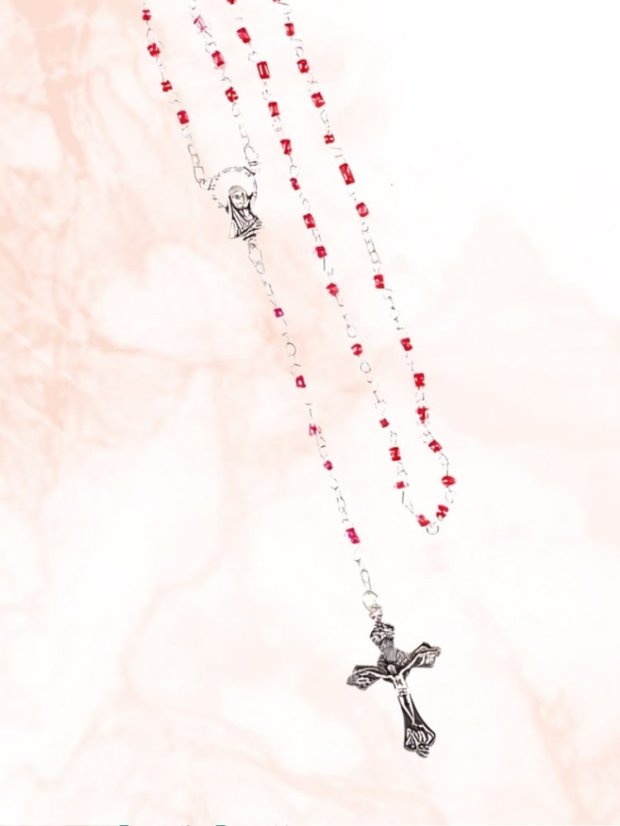 Skleněný růženec - 4 mm - červený