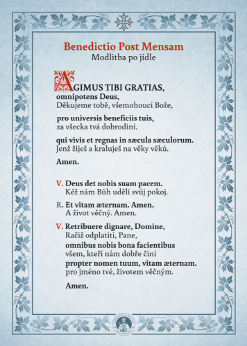 Modlitba před a po jídle – latinsky a česky