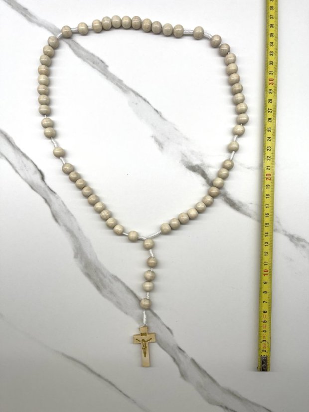 Dřevěný růženec - 12 mm – barva přírodní