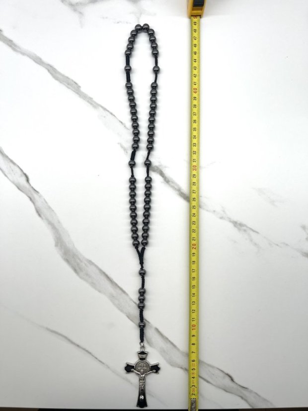 Růženec benediktinský - hematit - 10mm