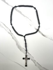 Růženec benediktinský - hematit - 10mm