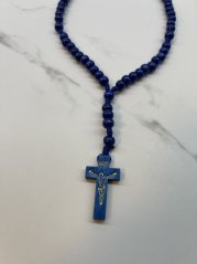 Dřevěný růženec - 8 mm - barva modrý