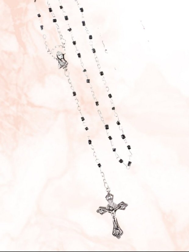 Skleněný růženec - 4 mm - černý