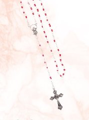 Skleněný růženec - 4 mm - červený