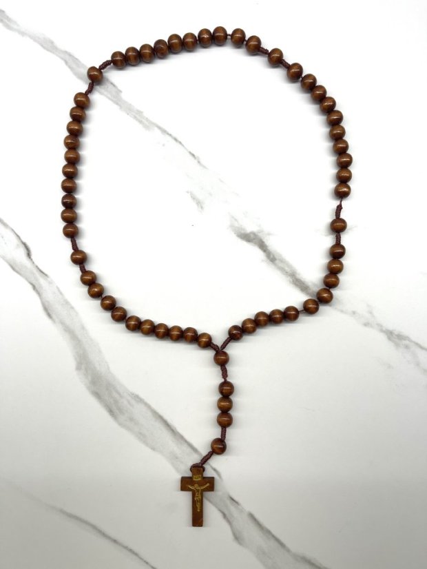 Dřevěný růženec - 12 mm – barva hnědá