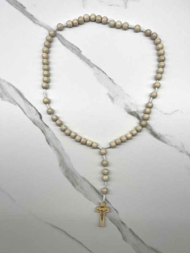 Dřevěný růženec - 12 mm – barva přírodní