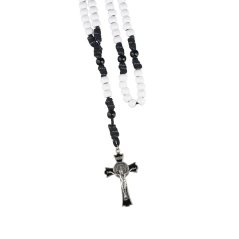 Růženec s paracord šňůrkou – 11 mm – černobílý