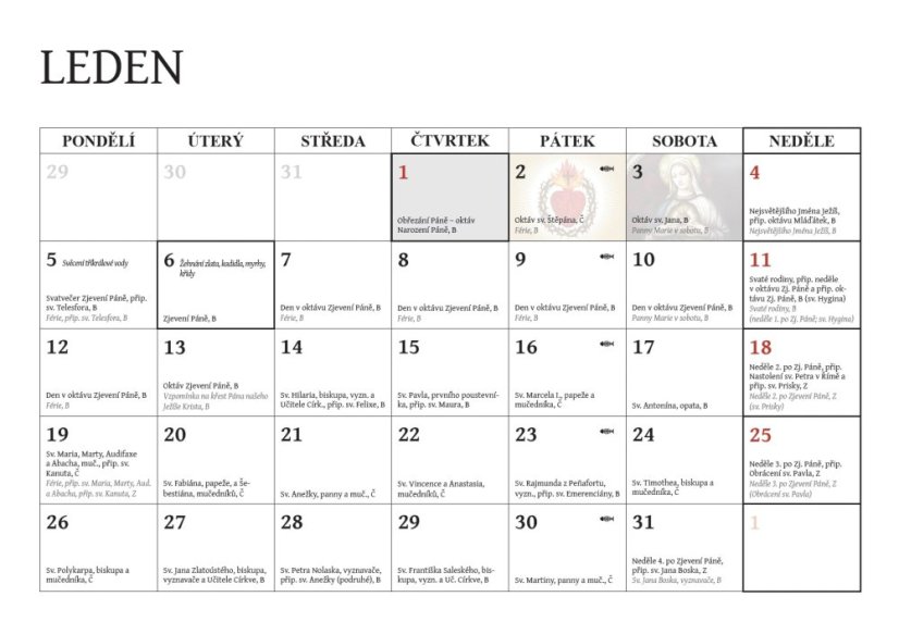 Katolický kalendář 2026 – nástěnný