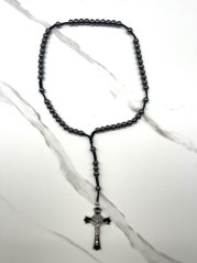 Růženec benediktinský - hematit - 10mm