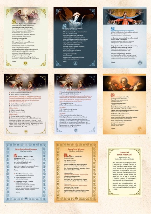 Balíček různých modlitebních kartiček