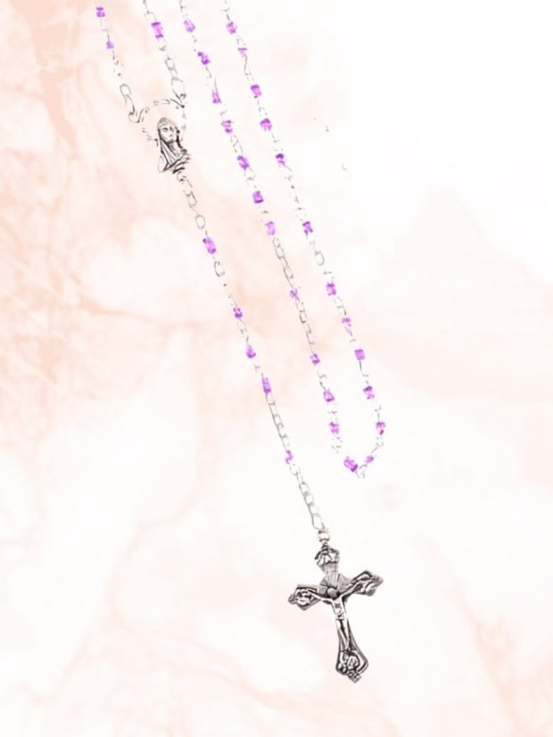 Skleněný růženec - 4 mm - fialový