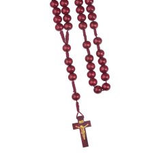 Dřevěný růženec - 12 mm – barva bordó