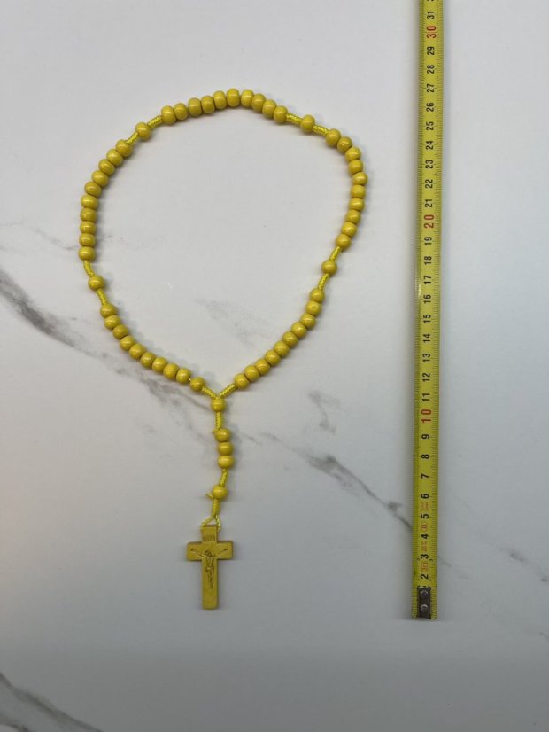 Dřevěný růženec - 8 mm - barva žlutý