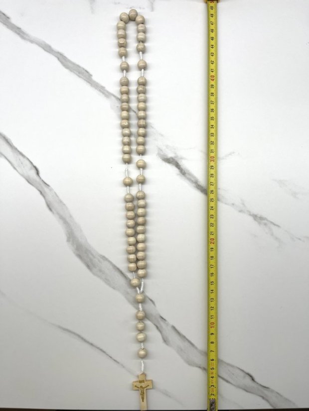 Dřevěný růženec - 12 mm – barva přírodní