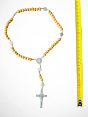 Dřevený růženec benediktinský - 8 mm – přírodní barva