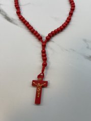 Dřevěný růženec - 8 mm - barva červený