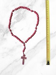 Dřevěný růženec - 8 mm - barva bordó