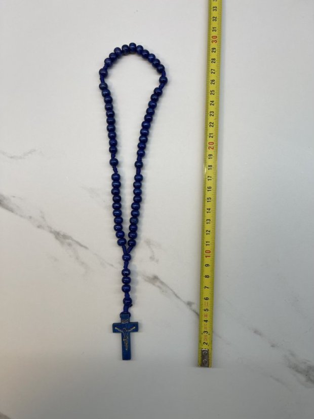 Dřevěný růženec - 8 mm - barva modrý