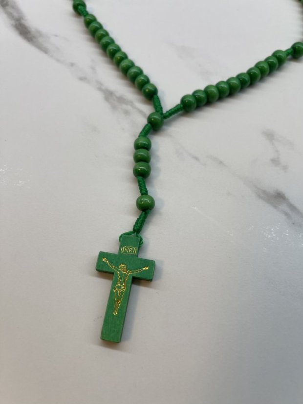 Dřevěný růženec - 8 mm - barva zelený