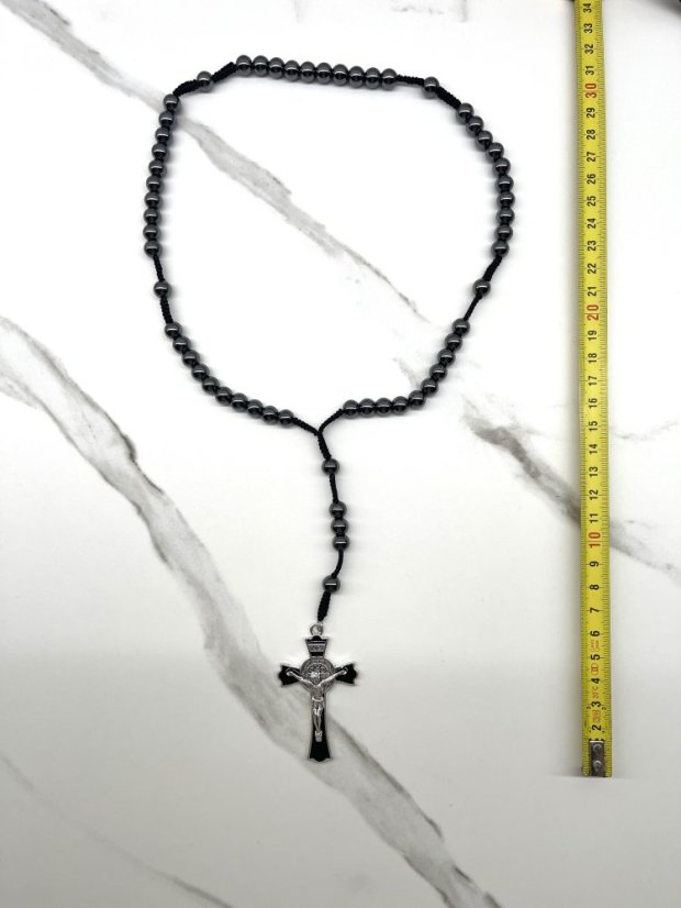 Růženec benediktinský - hematit - 8mm