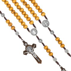 Dřevený růženec benediktinský - 10 mm – žlutohnědý