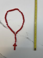 Dřevěný růženec - 8 mm - barva červený